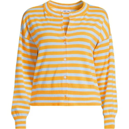 Women's Modern Length Fine Gauge Crew Neck Cardigan Sweater
