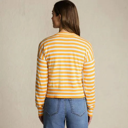 Women's Modern Length Fine Gauge Crew Neck Cardigan Sweater