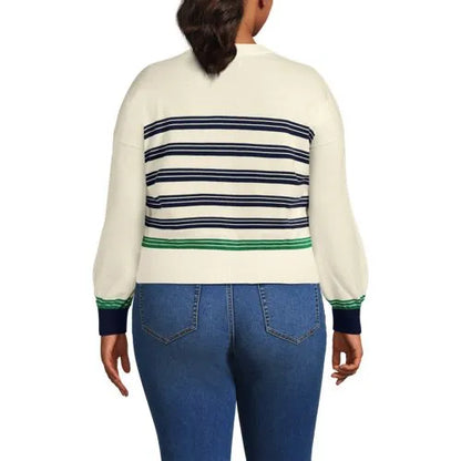 Women's Modern Length Fine Gauge Crew Neck Cardigan Sweater