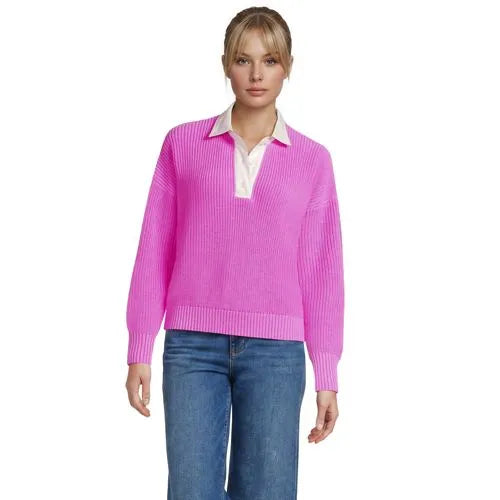 Women's Drifter Rugby with Woven Collar Sweater