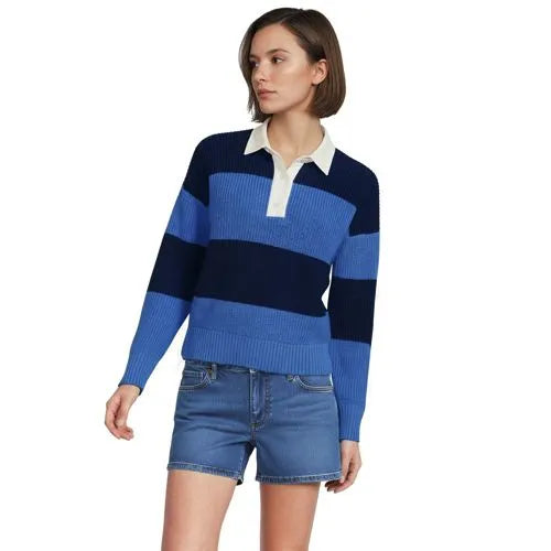 Women's Drifter Rugby with Woven Collar Sweater