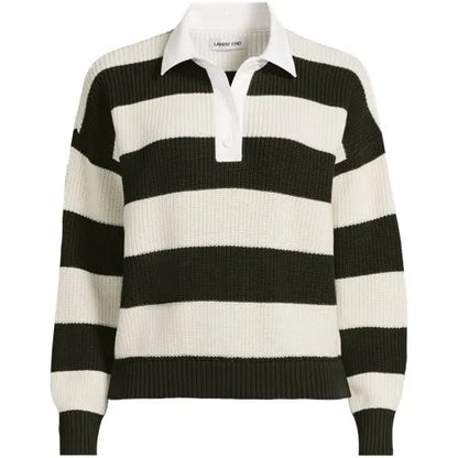 Women's Drifter Rugby with Woven Collar Sweater