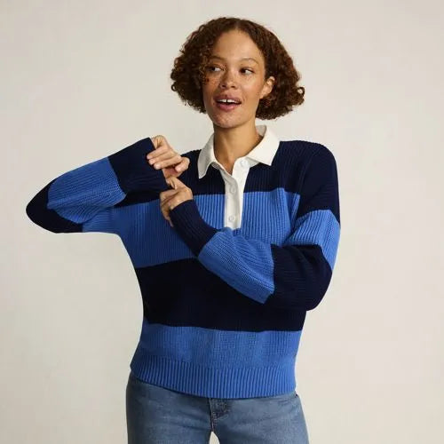 Women's Drifter Rugby with Woven Collar Sweater