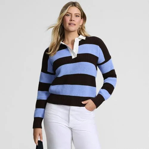Women's Drifter Rugby with Woven Collar Sweater