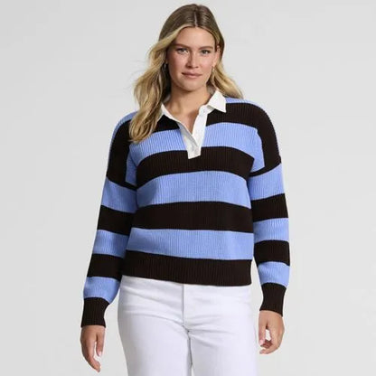 Women's Drifter Rugby with Woven Collar Sweater