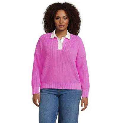 Women's Drifter Rugby with Woven Collar Sweater