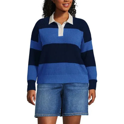 Women's Drifter Rugby with Woven Collar Sweater