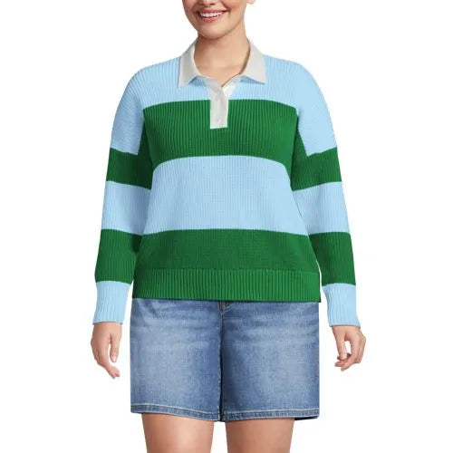 Women's Drifter Rugby with Woven Collar Sweater