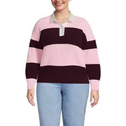 Women's Drifter Rugby with Woven Collar Sweater