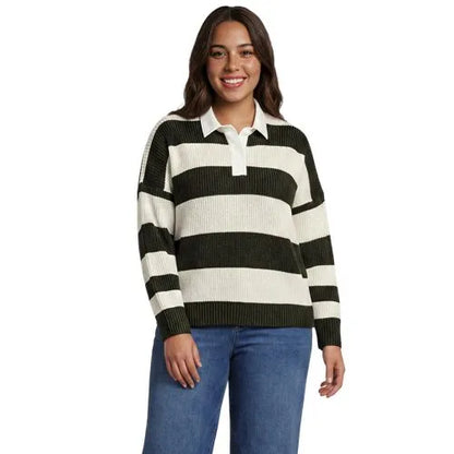 Women's Drifter Rugby with Woven Collar Sweater