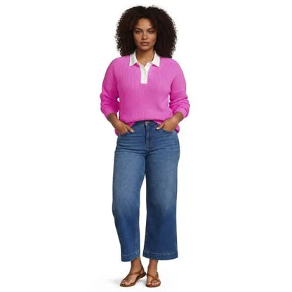 Women's Drifter Rugby with Woven Collar Sweater