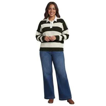 Women's Drifter Rugby with Woven Collar Sweater