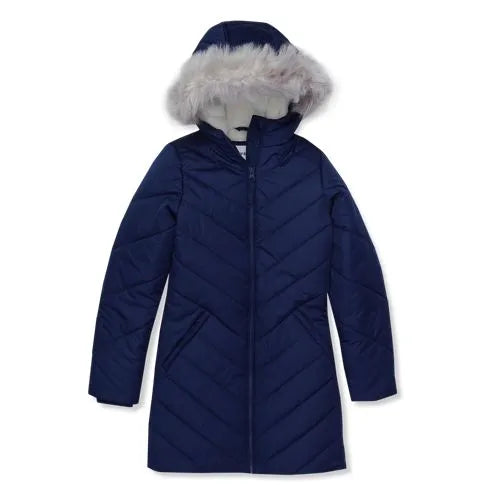 Girls Water Resistant Velour Parka