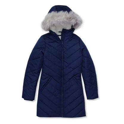Girls Water Resistant Velour Parka