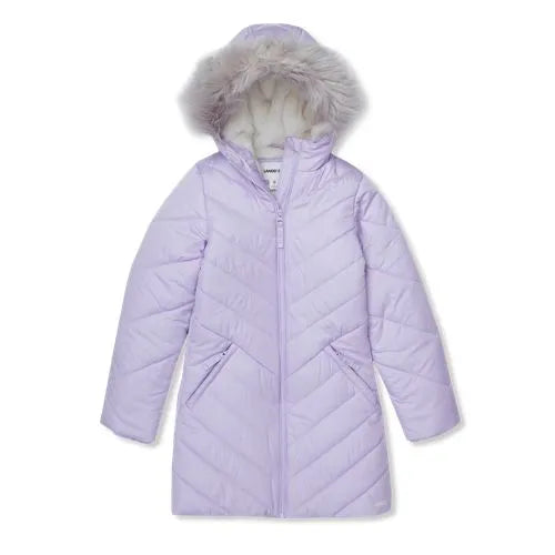 Girls Water Resistant Velour Parka