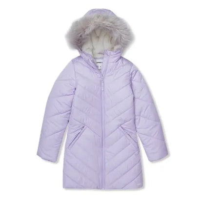 Girls Water Resistant Velour Parka