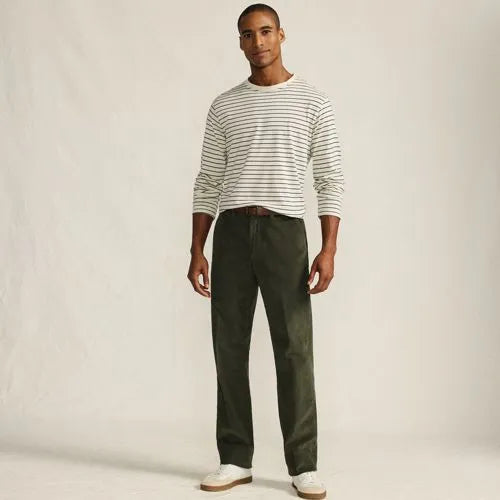 Men's Corduroy Comfort Waist Classic Fit Plain Front Pant