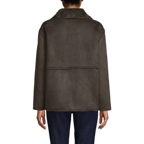 Women's Reversible Faux Shearling Fleece Button Front Coat