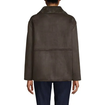 Women's Reversible Faux Shearling Fleece Button Front Coat