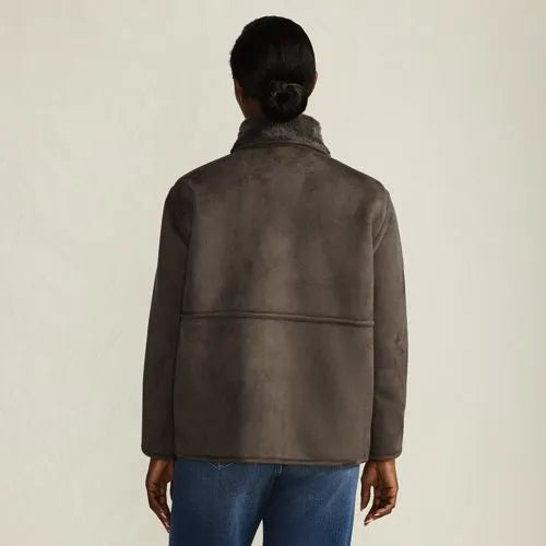 Women's Reversible Faux Shearling Fleece Button Front Coat