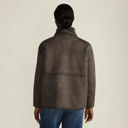 Women's Reversible Faux Shearling Fleece Button Front Coat