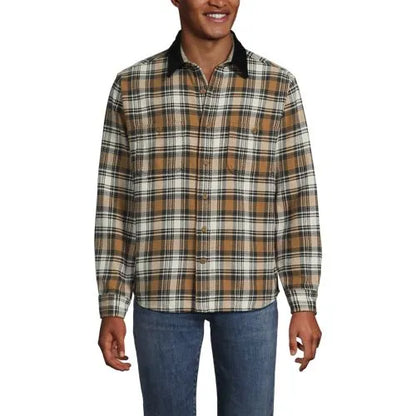 Men's Authentic Flannel Shirt with Corduroy Collar