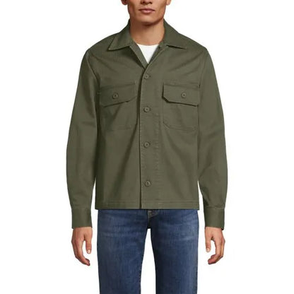 Men's Herringbone Utility Shirt Jacket