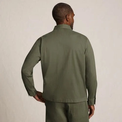 Men's Herringbone Utility Shirt Jacket