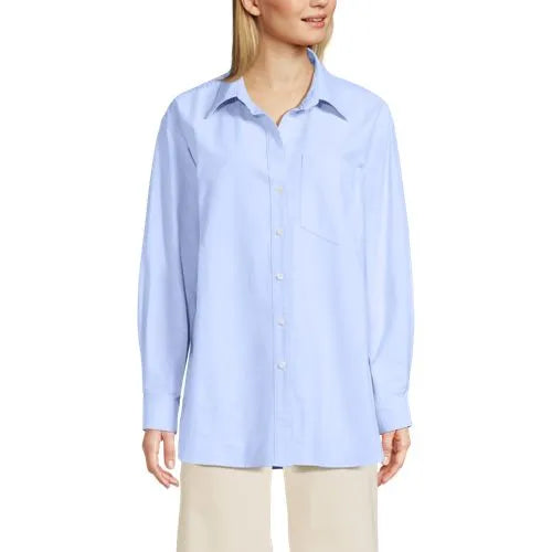Women's Oversized Oxford Button Front Shirt