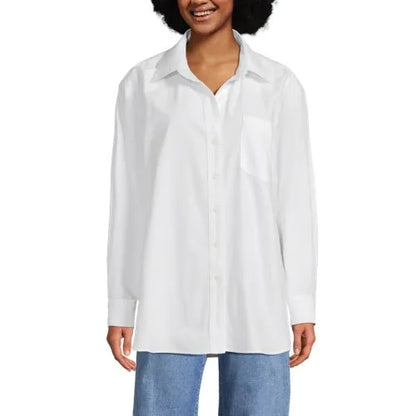 Women's Oversized Oxford Button Front Shirt
