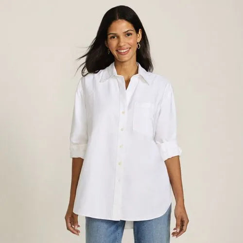 Women's Oversized Oxford Button Front Shirt