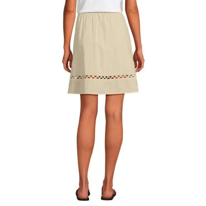 Women's Voile Ladder Trim Above the Knee Skirt