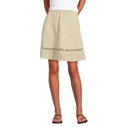 Women's Voile Ladder Trim Above the Knee Skirt