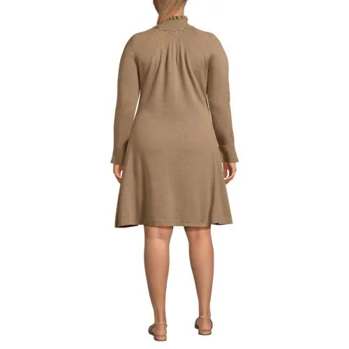 Women's Fine Gauge Cotton Fit and Flare Sweater Dress