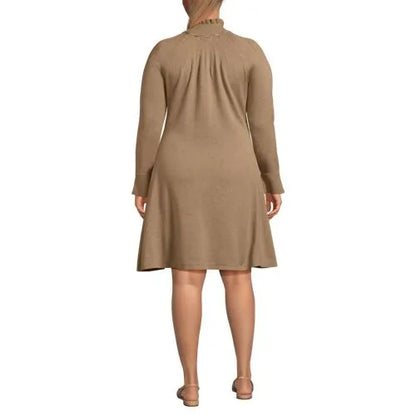 Women's Fine Gauge Cotton Fit and Flare Sweater Dress