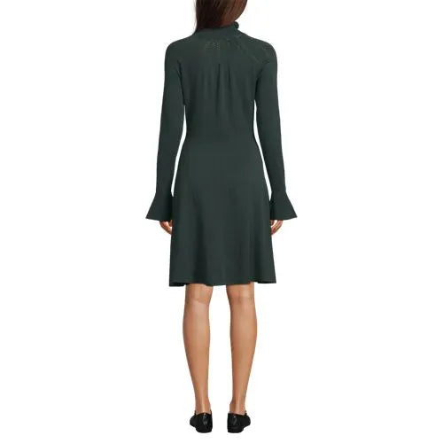 Women's Fine Gauge Cotton Fit and Flare Sweater Dress