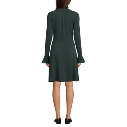 Women's Fine Gauge Cotton Fit and Flare Sweater Dress
