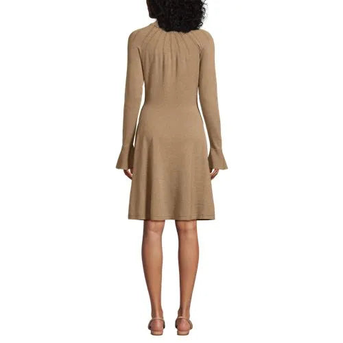 Women's Fine Gauge Cotton Fit and Flare Sweater Dress