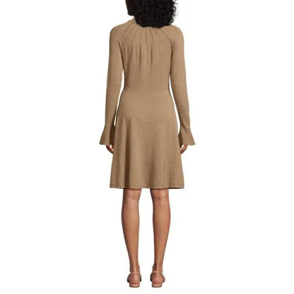 Women's Fine Gauge Cotton Fit and Flare Sweater Dress