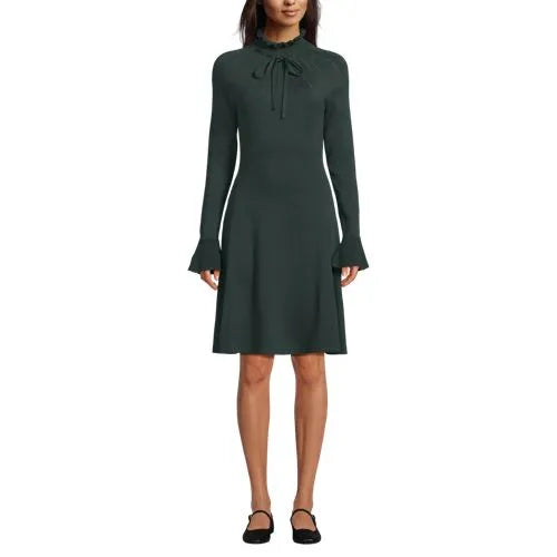 Women's Fine Gauge Cotton Fit and Flare Sweater Dress