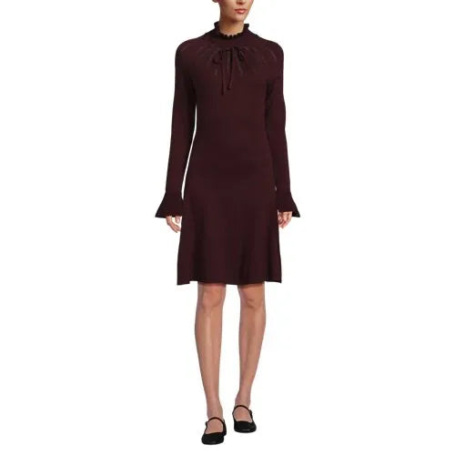Women's Fine Gauge Cotton Fit and Flare Sweater Dress