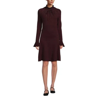 Women's Fine Gauge Cotton Fit and Flare Sweater Dress