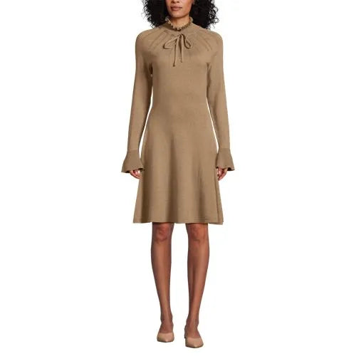 Women's Fine Gauge Cotton Fit and Flare Sweater Dress
