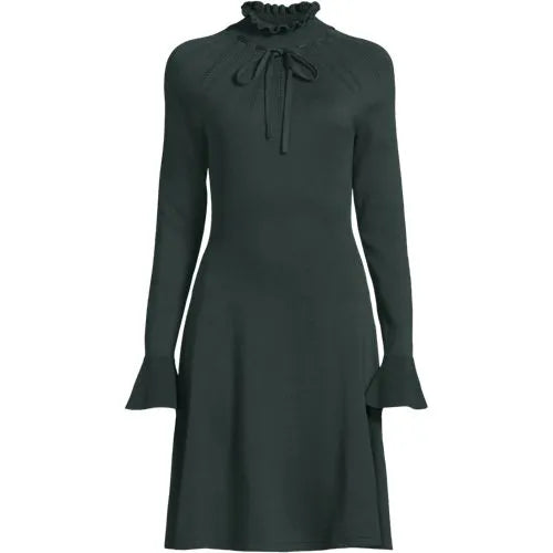 Women's Fine Gauge Cotton Fit and Flare Sweater Dress
