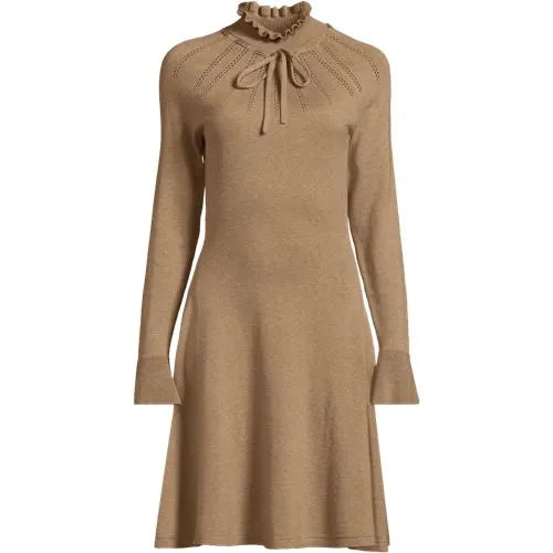 Women's Fine Gauge Cotton Fit and Flare Sweater Dress