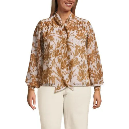 Women's Chiffon Removable Tie Neck Blouse