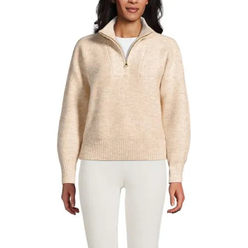 Women's Fuzzy Wedged Quarter Zip Sweater