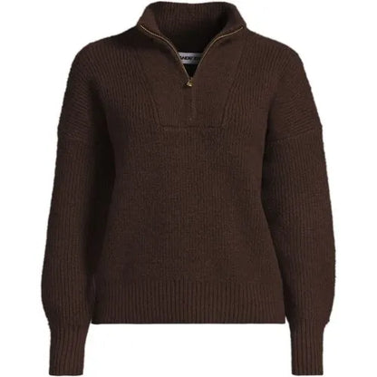 Women's Fuzzy Wedged Quarter Zip Sweater