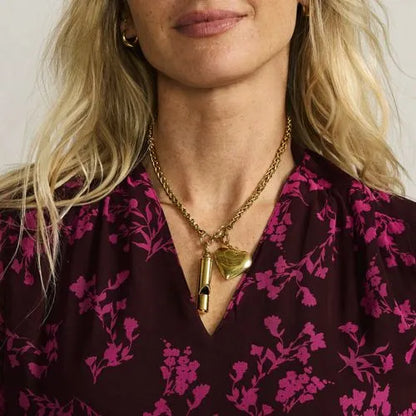 Water-Resistant Link Heart Y Necklace