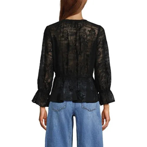 Women's Feminine Ruffle Chiffon V-neck Blouse